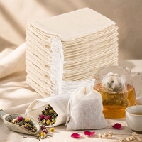 Sachets de thé réutilisables en mousseline de coton avec cordon de serrage, pochettes vides naturelles non blanchies à tissage fin, 100 pièces pour thé en vrac et sachets de bain de thé