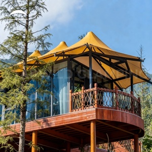 Luxury Glamping Resort Tropical High End Lodge <b>Tent</b> Hollow Glass Steel House Shaped Camping Pvc Tented Accommodation - Product Image 3