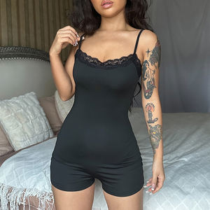 Body-short sans dos pour femme, bretelles spaghetti, dentelle, combinaison de sport, léger, sexy, vacances, bodycon, haut tendance - Product Image 6