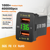 Chargeur de voiture double USB QC à charge rapide pour Toyota, entrée 12/24V avec affichage de la tension LED, chargeur de téléphone portable pour voiture