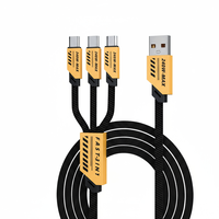 Câble de charge rapide 3-en-1 65W 1,2 m en nylon pour téléphone Android USB Type-C, compatible iPhone 15/16 et imprimante