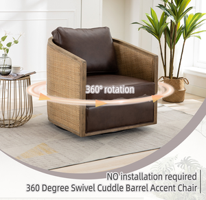 Swivel Barrel Chair Modern Comfy Accent <b>Sofa</b> Chair for Living Room Home Office Hotel Use 360 Degree Rotation Adjustable Height - Product Image 4