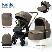 Poussette pliable légère en métal Kidilo 3-en-1 avec siège de sécurité haute position et panier, multifonctionnelle pour 0-6 mois