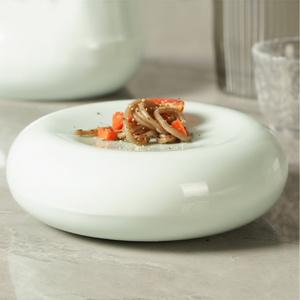 Yayu Horeca Nhà cung cấp Độc Đáo Handmade đồ ăn màu xanh lá cây men thay đổi restaurur crockeri Trung Quốc Bộ đồ ăn tấm gốm tấm - Product Image 4