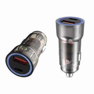 Cargador Rápido para Auto 2 en 1 con Doble Puerto USB C Transparente, Adaptador para Teléfono Móvil, Gran Venta 2026 - Product Image 1