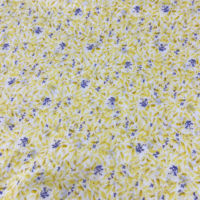 Tissu en coton imprimé floral jaune, texture froissée effet sel, sans plis, pour chemises et robes de fête pour filles et garçons, 50 pouces, 80 g/m²