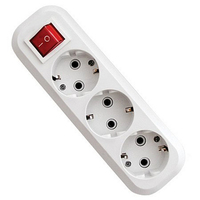 Wellsdiy Prise d'extension à 3 voies avec mise à la terre Prise d'extension électronique européenne avec bouton Prise d'application domestique