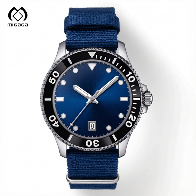 Migaga Custom Logo Men Stainless Steel Dive Watch Montre Homme Natos Strap 22 MM Miyota Movement OEM Automatic Dive Watch
