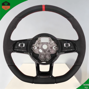Volant en cuir pour Volkswagen, pour VW <span class=keywords><strong>Golf</strong></span> 6 <span class=keywords><strong>7</strong></span> Gtd Tdi R vw up Amarok Eos Transporter T-roc Beetle Polo <span class=keywords><strong>Gt</strong></span> tiguan R <span class=keywords><strong>Line</strong></span> - Product Image 5