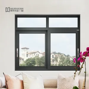 Promotionele Foshan Maatwerk W80 Dubbele beglazing residentiële projecten gebruikt gebogen aluminium profiel schuifraam