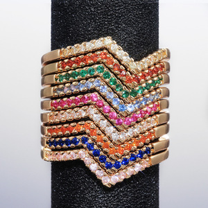 Anello da Cocktail Geometrico F493 con Incastonatura a Pavé, Zirconia Cubica Sintetica, Anelli Unisex alla Moda per Feste - Product Image 3
