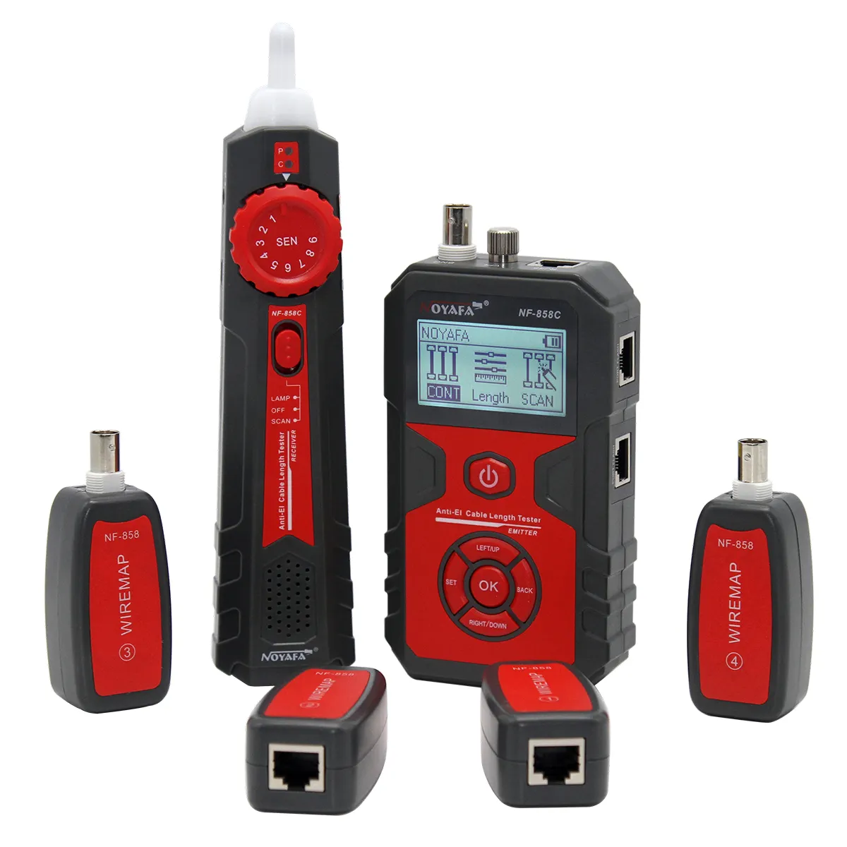 BNC LAN Network Cable Meter Cat5 Cat6 Fiber Optic Cable Continuity Tester NF-858C Wire Tracker Port Flash