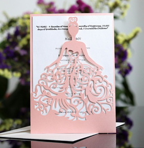 Cartes d'invitation numériques imprimées avec découpe de papier ajourée, carte d'invitation de mariage personnalisée - Product Image 5