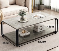 Table basse Dareko Fashion, design moderne et simple, motif marbre, mobilier d'appartement, blanche, 2 niveaux, gain de place, écologique