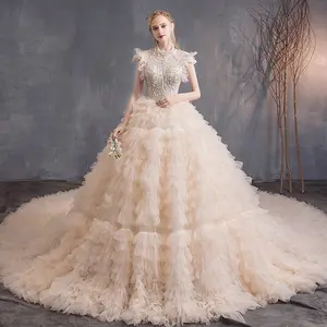 Manufacturer custom Ruffles Tulle Wedding Dress Bridal Gown Gorgeous Puffy Wedding dress Brand robe de mariage Wedding Gown