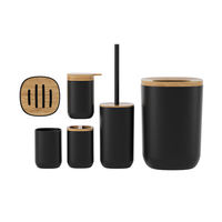 Ensemble d'accessoires de salle de bain en plastique 6 pièces de luxe, couleur au choix, comprenant un distributeur de savon, une poubelle, une brosse de toilette, un porte-savon et un gobelet