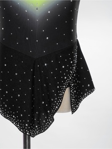 Robe de patinage artistique pour filles, imprimé cœur, strass, maille nude, jupe en mousseline, tenue de performance pour compétition de patinage sur glace, personnalisable - Product Image 4
