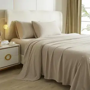 Lenzuolo morbido in microfibra 1800 contare tasca profonda 4 pezzi letto Hotel Set lenzuolo per Hotel