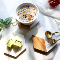 Sous-verre en marbre amusant, rond, hexagonal, en bois massif, classique, résistant à la chaleur, antidérapant, décoratif, pour tasse ou mug