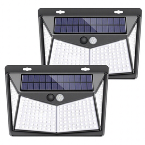 Paquete de 2 Lámparas Solares de Pared con 228 LED, Sensor de Movimiento, Impermeables, para Exteriores, Reflector de Seguridad - Product Image 1