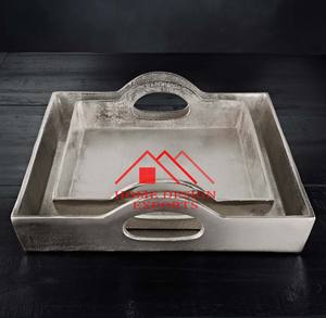 Dernier design de plateau de service en aluminium de forme rectangulaire pour décoration de centres de table de mariage Offre Spéciale aluminium nickelé - Product Image 5