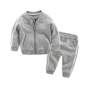 Ensembles de survêtements personnalisés en coton uni pour bébés garçons, enfants et tout-petits, avec pantalons amples et vestes à fermeture éclair, pour l'école et le sport - Product Image 6