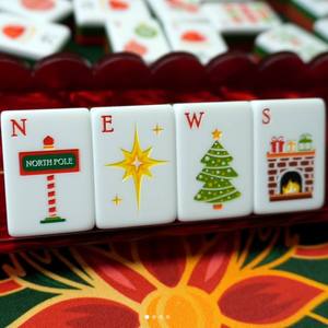 Christmas Mahjong Tiles Holiday Game Set festive printed mahjong pieces for family gatherings and seasonal <b>entertainment</b> - Product Image 4
