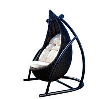 Fauteuil suspendu en rotin tressé pour extérieur avec support métallique, coussin imperméable, siège individuel, balançoire de jardin