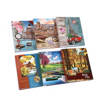 Carpeta de Archivo con Anillas de Dos, Tres y Cuatro Orificios, Papel A4 de Hojas Sueltas con Diseño de Paisajes Exóticos, Estilo Vintage Europeo para Organización de Oficina