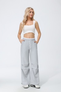 Pantaloni Yoga a Vita Alta con Tasche Cargo, Chiusura con Cordoncino, Traspiranti in Spandex e Poliestere, Stile a Lunghezza Intera - Product Image 2