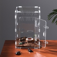 Boîte à insectes transparente en acrylique de haute qualité, type assemblage magnétique, pour l'élevage des crabes ermites, des geckos et des reptiles