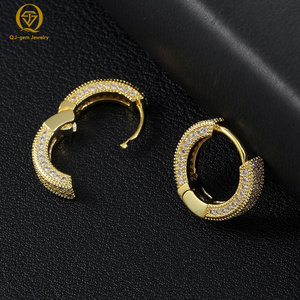 Pendientes de Aro Unisex de Oro Platino 10k 14k 18k con Diamantes de Laboratorio Totalmente Engastados, Estilo HipHop, para Punk Rock y Rapper - Product Image 3