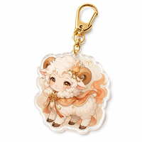 Porte-clés en acrylique personnalisé directement de l'usine, motif mouton du zodiaque, cadeau promotionnel, vente en gros OEM