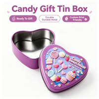 Boîte en métal en forme de cœur pour bonbons, motif gaufré 3D, conteneur de rangement en métal pour cadeaux de fête d'enfants, emballage de chocolat