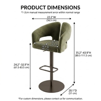 Silla de Bar Giratoria de Terciopelo Personalizada DM con Base Ajustable en Altura con Elevación a Gas para Uso en Restaurantes, Bares y Hoteles