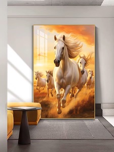 럭셔리 장식 HD 인쇄 wallart 그림 푸른 말 크리스탈 도자기 가정 장식 및 LED 말 그림 - Product Image 6