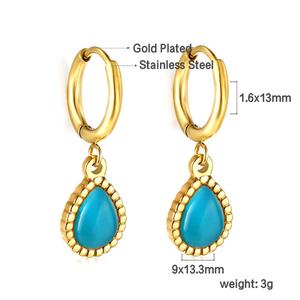 Pendientes de Aro Minimalistas con Diseño Hueco, Zirconia en Forma de Gota, Multicolor, Chapados en Oro de 18k, Acero Inoxidable, para Mujer - Product Image 2