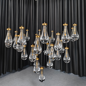 Luxury K9 Crystal Raindrop Round Chandelier Crystal Sphere <strong>Cluster</strong> Pendant <strong>Light</strong> for Living Room Staircase High Ceiling Foyer - Product Image 1