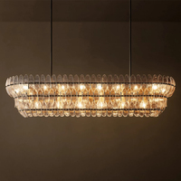 Lustre moderne de luxe de 54 pouces, grand luminaire suspendu pour îlot de cuisine, salle à manger, lustre linéaire en verre transparent