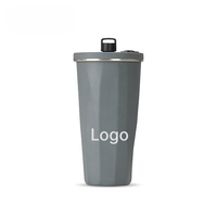 Gobelet isotherme portable en acier inoxydable à double paroi, anti-fuite, avec paille escamotable, pour café de voyage