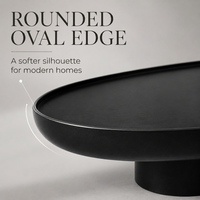 Table basse ovale en marbre noir mat, design Wabi-Sabi, écologique, durable, facile à nettoyer, mobilier de salon moderne et luxueux