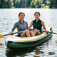 Équipement de plein air, bateau pneumatique pour 2 personnes, bateau à rames en caoutchouc épaissi, bateau de pêche portable pliable en PVC, embarcation de loisirs
