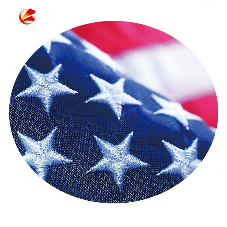 Wholesale polyester embroidered national custom size 90x150cm 3x5 ft american world US flag