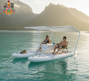 Plataforma Flotante <span class=keywords><strong>Inflable</strong></span> Tipo Catamarán, Doble <span class=keywords><strong>Tabla</strong></span> de SUP <span class=keywords><strong>con</strong></span> Toldo, Mesa y Asientos - Product Image 1