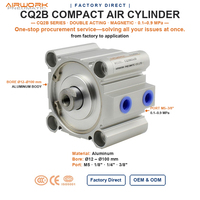 Silinder Udara Pneumatik Kompak Standar CQ2B, Bodi Persegi Aluminium, Aksi Ganda, Cincin Magnet dan Saklar Sensor, Diameter 12 hingga 100 Mm