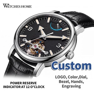 Montres automatiques mécaniques sur mesure OEM avec tourbillon, marque privée, bracelet en cuir, indicateur de réserve de marche, montre-bracelet, usine GM0054 - Product Image 1