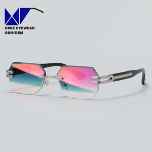 Lunettes <span class=keywords><strong>de</strong></span> soleil premium à verres dégradés pour hommes et femmes, monture exclusive en alliage sans cadre, style urbain, pour fêtes - Product Image 3