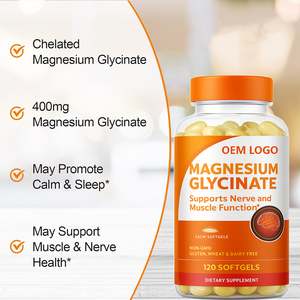 Proveedor Profesional de Suplementos de Magnesio en Cápsulas Blandas de Fácil Absorción, Glicinato de Magnesio 400mg con Vitamina B6, D3 para Dormir y Relajarse - Product Image 3