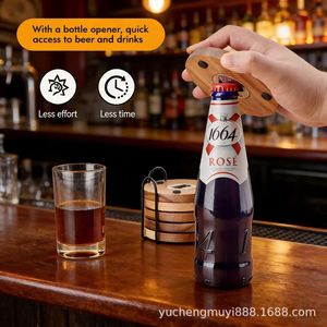 Wooden Bottle Opener With Magnetic Back Stainless Steel <b>Beer</b> Opener Beverage Serving Set Minimalist Design Portable - Product Image 3