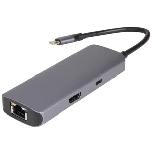 6-в-1 многопортовая USB-Док-станция VCOM для RJ45 1000 Мбит/с HDMI 4 К USB-C PD зарядка 100 Вт